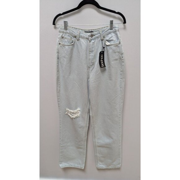 boohoo Light Wash Distressed Boyfriend Jeans - Picture 1 of 2